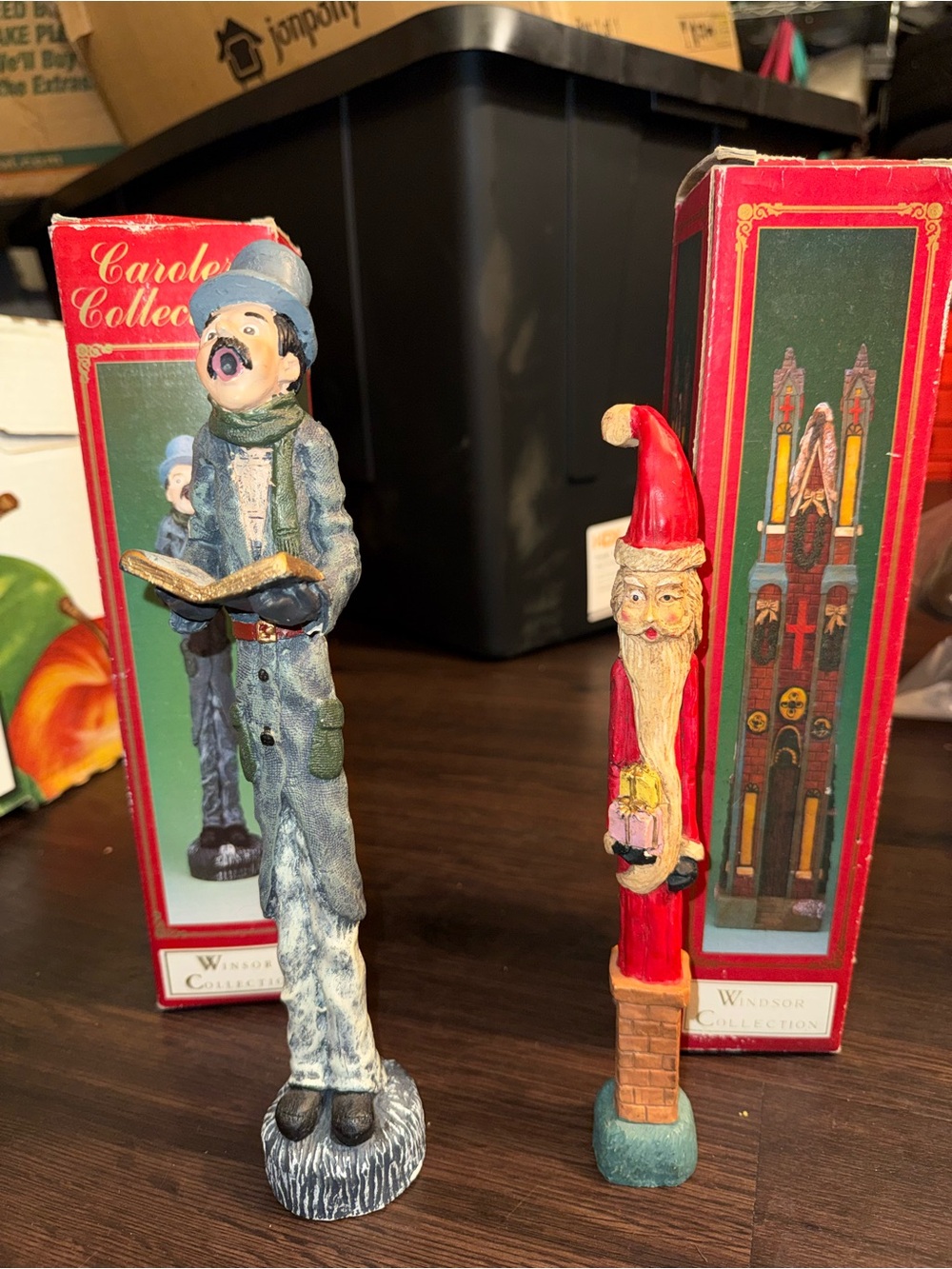 Caroler and Santa Holiday Figurines Set - Red, Blue